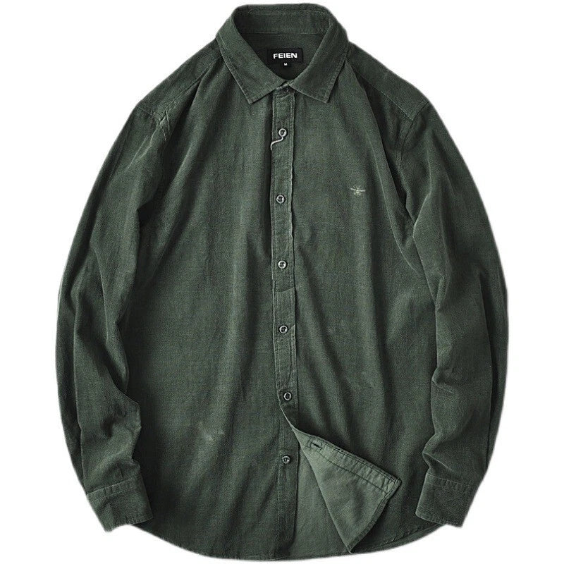 Fall/winter lapel solid color men's casual long-sleeved T-shirt