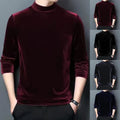 Mens Velvet Half Turtleneck Pullover Long Sleeve Slim Fit Shirt for Work