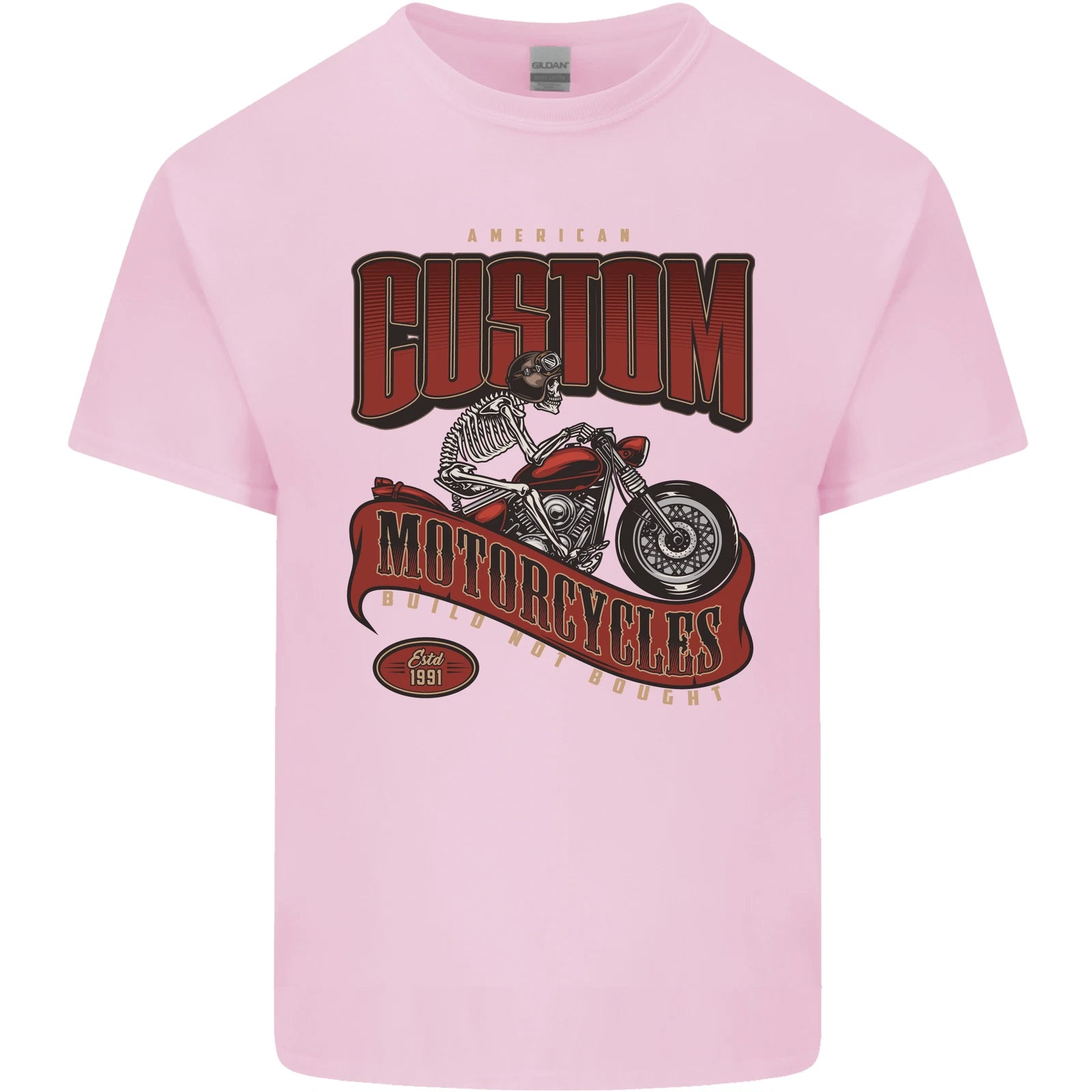 American Custom Motorcycles Biker Motorbike Mens Cotton T-Shirt Tee Top
