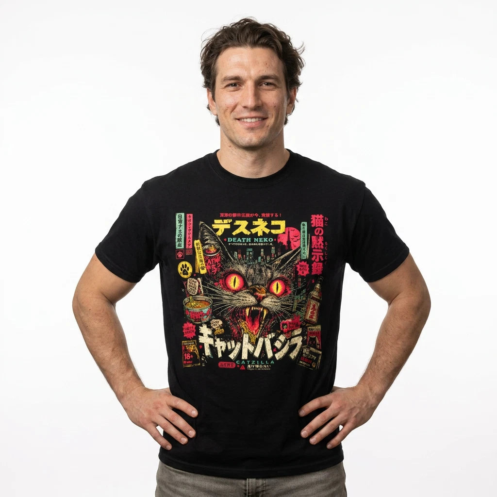 Y2K Japanese Neko Cat Graphic T-Shirt | Japanese Streetwear Aesthetic Tee