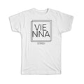 Gift T-Shirt : VIENNA Austria Square Modern Minimalist Font