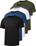 5 Pack Mesh Workout Shirts for Men Dry Fit Gym Shirts Quick Dry Athletic Shor...
