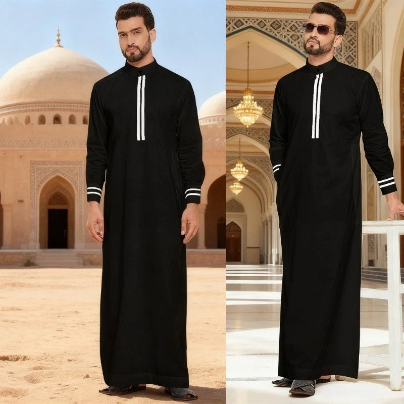 Stylish Round Neck Pocket Robe For Men Arabic Shirt Styles Garment