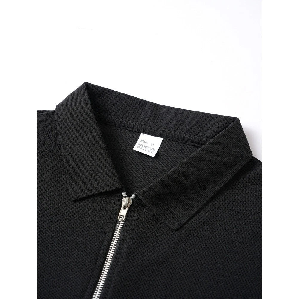 Men Collared Shirt Sport Casual Tee Comfortable Fit Polyester Fiber Fabric