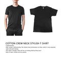 Crew Neck Short Sleeves T Shirt Stylish Black Cotton Round Neck Short Sleeve S