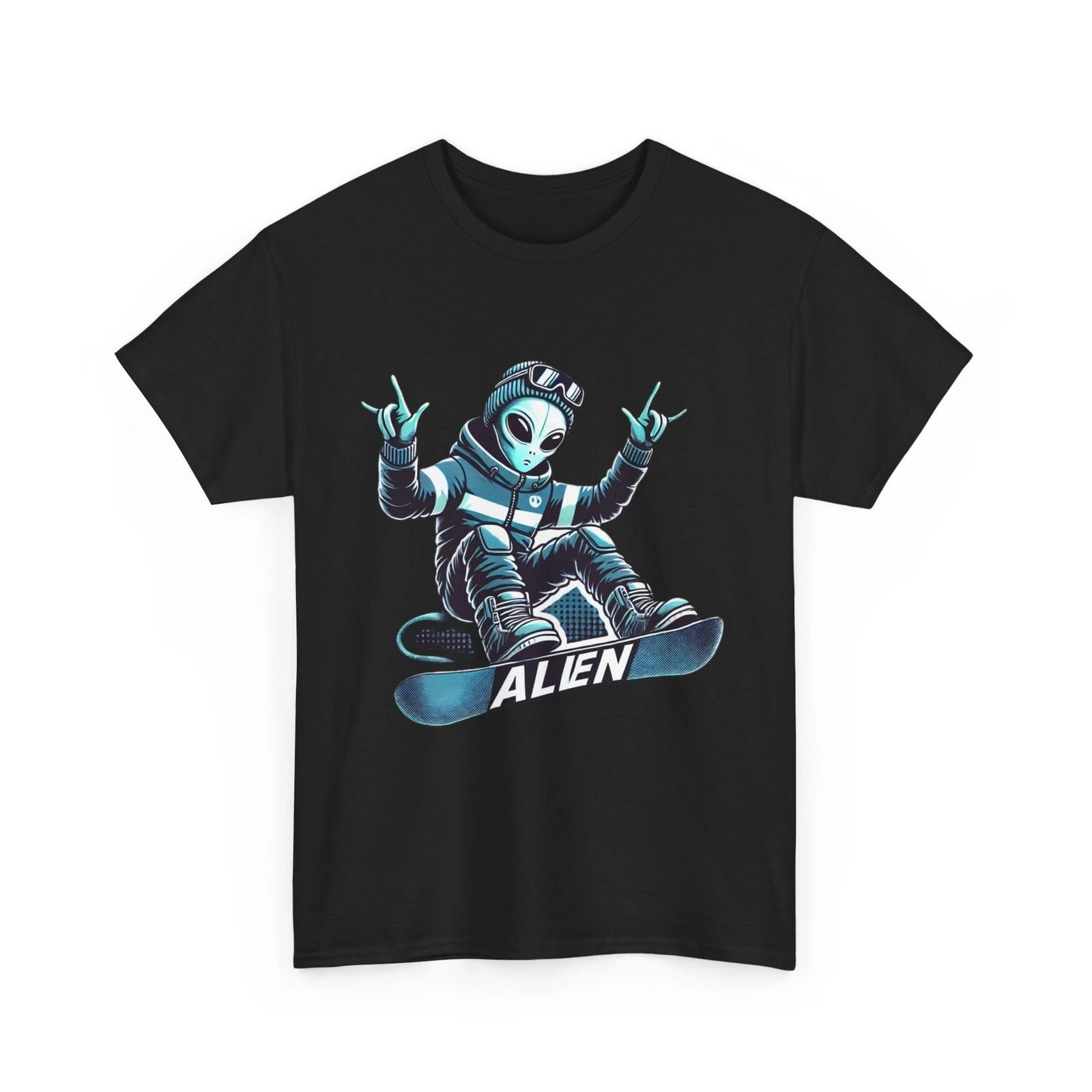 Alien Snowboarding Tee, Cool Graphic Shirt, Space Lover Gift, Winter Sports