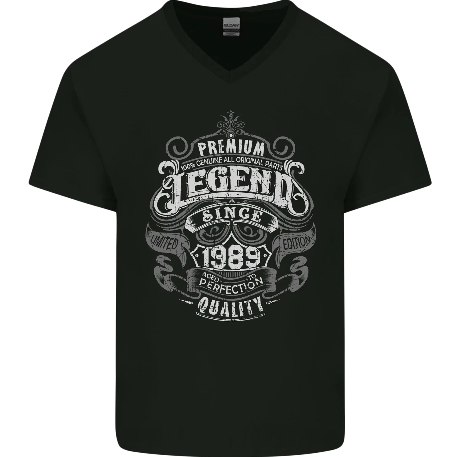 Premium Legend 37th Birthday 1989 Mens V-Neck Cotton T-Shirt