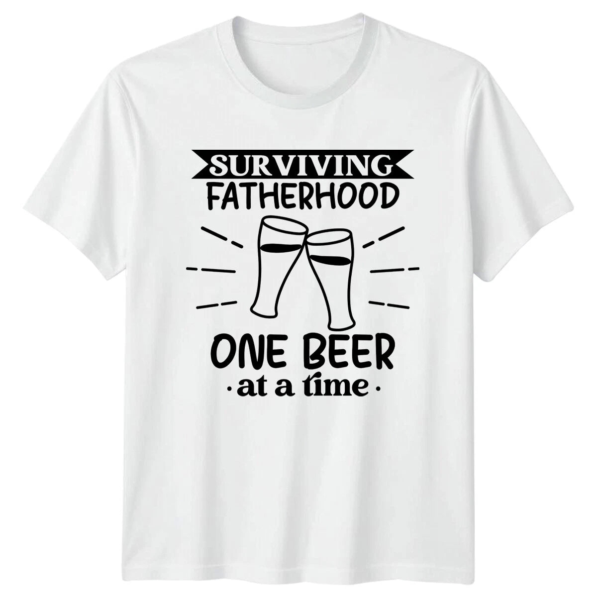 Surviving Fatherhood Beer Dad Joke Mens T-Shirt