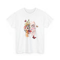 Floral Face Woman Heavy Cotton Tee, Stylish T-Shirt, Gift for Her, Boho Style