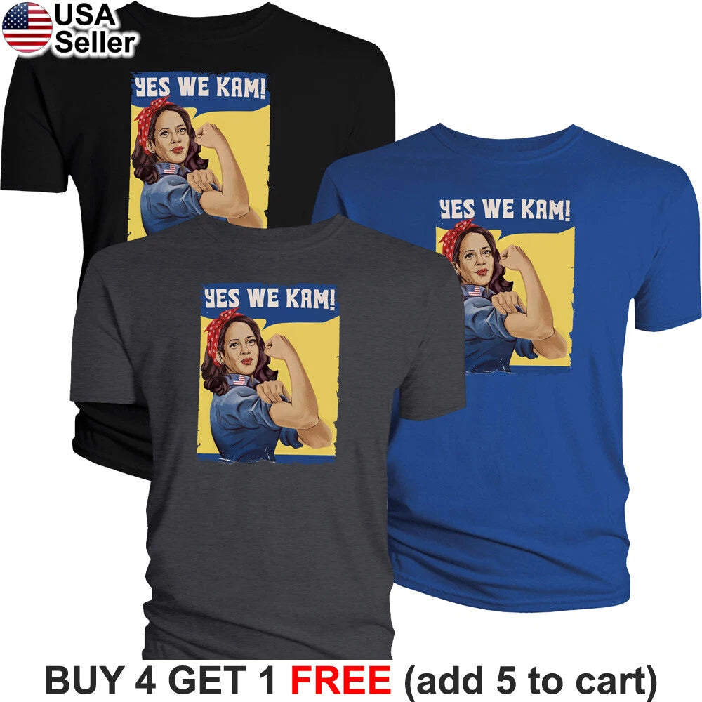 Yes We Kam T-Shirt Kamala Harris Campaign Vote Political President 2024 BKH05