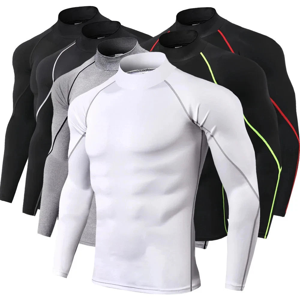 Men Compression Sport T-Shirt Quick Dry Fitness Running Gym Tight Long Sleeve 28