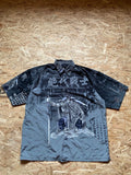 Grey & Black Y2K Ice Samurai Graphic short sleeve shirt Large Loose fit men's