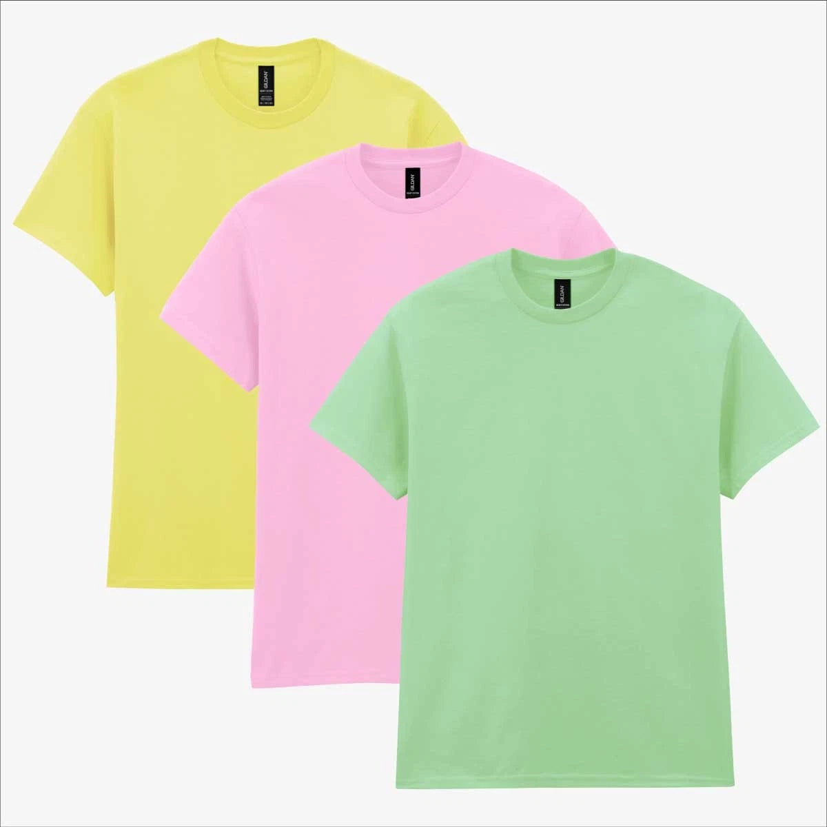 Gildan Heavy Cotton T-Shirt 3 Pack | Mens Sorbet Shades Pastel Summer Tee