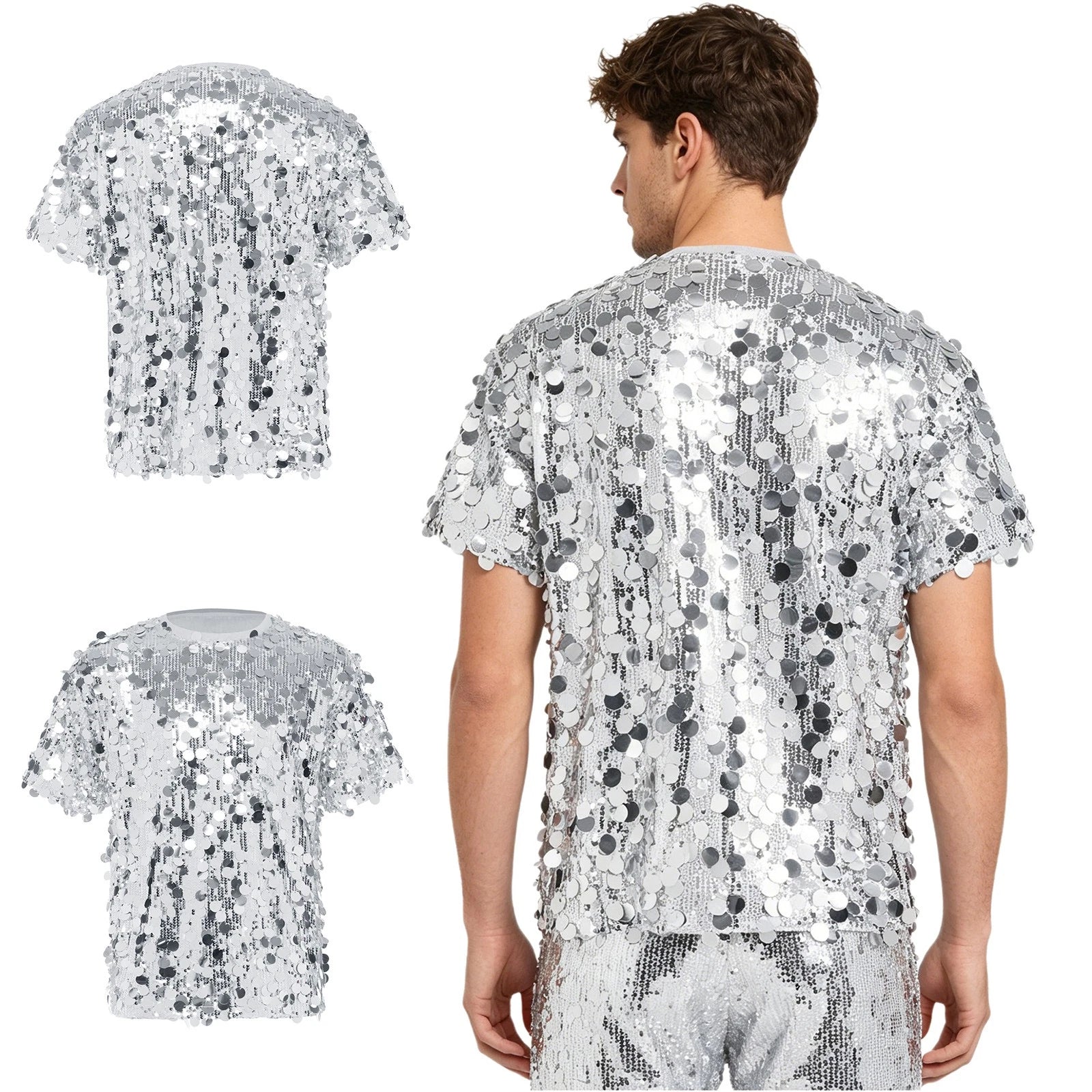 Men Dance Top With Fully Lining Tee Daily Wear T-shirt Vacations Allover Disco