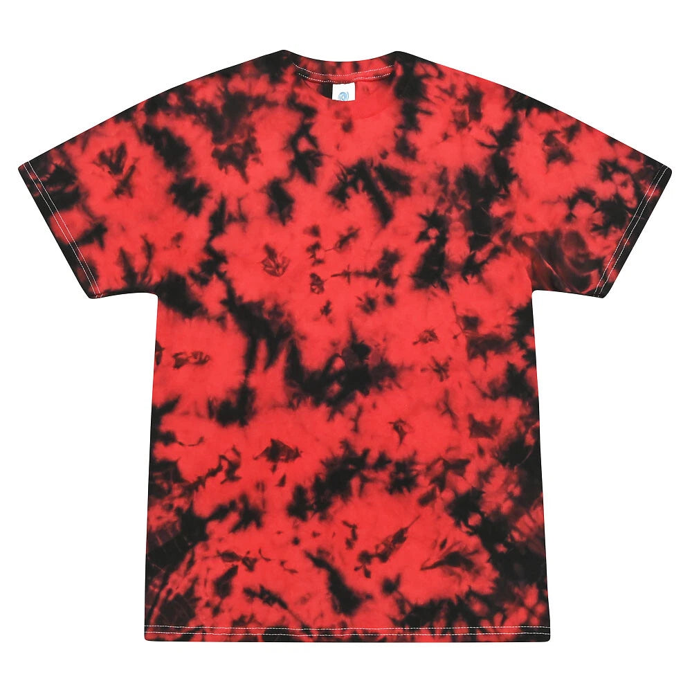 Colortone Crystal Red Black Tie Dye T-Shirt Cotton Short Sleeve Mens Unisex