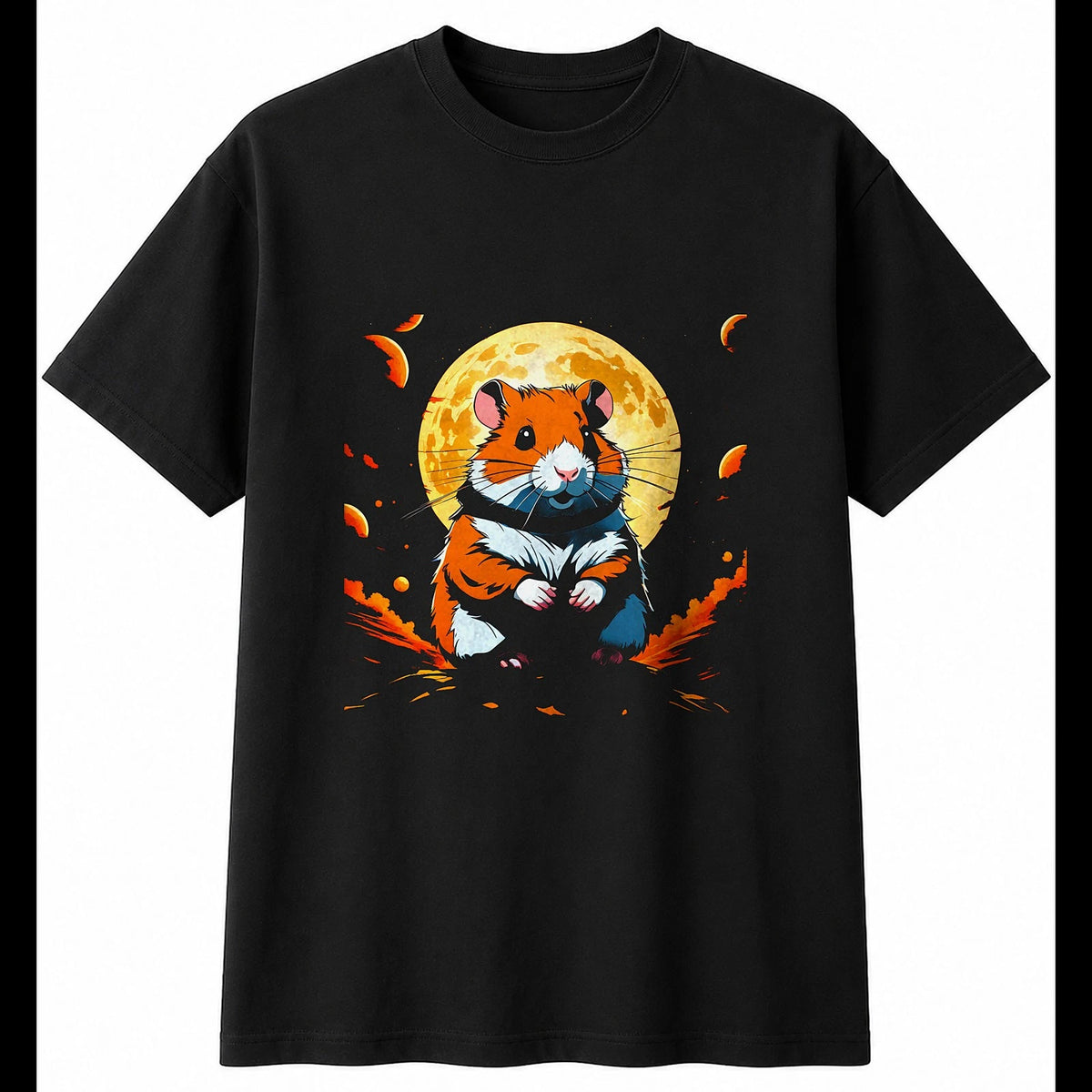 Hamster Anime Cute Mens T-Shirt Black 100% Cotton Adorable Novelty