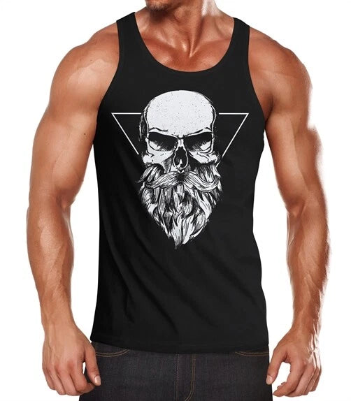 Men's Tank Top Skull with Beard Triangle Muscle Shirt Muscle Shirt Neverless®
