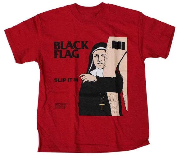Vtg Black Flag Slip It In Cotton Red T Shirt