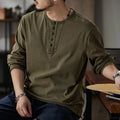 New Autumn Long Sleeve T-Shirt Mens Casual Retro Shirt Tops Loose Undershirt