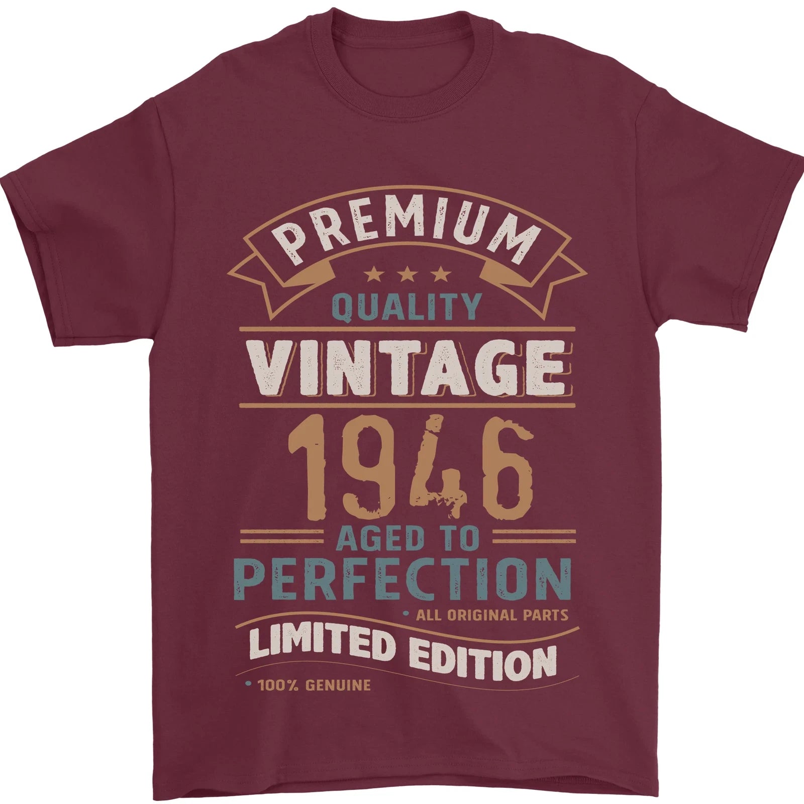 Premium Vintage 80th Birthday 1946 Mens T-Shirt 100% Cotton
