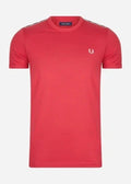 Fred Perry Mens Contrast Tape Ringer T Shirt in Red Size Medium