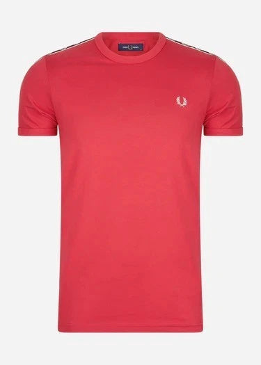 Fred Perry Mens Contrast Tape Ringer T Shirt in Red Size Medium