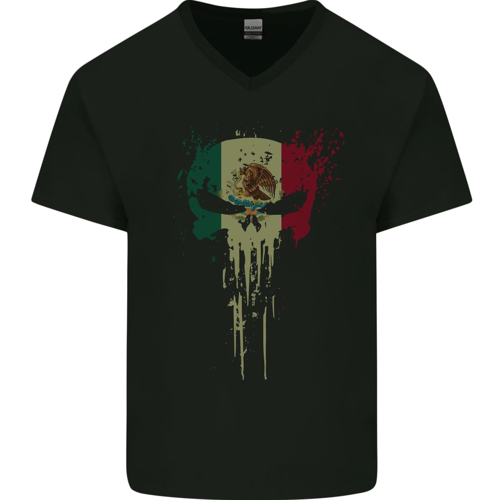 Mexico Skull Gym Training Bodybuilding Mens V-Neck Cotton T-Shirt