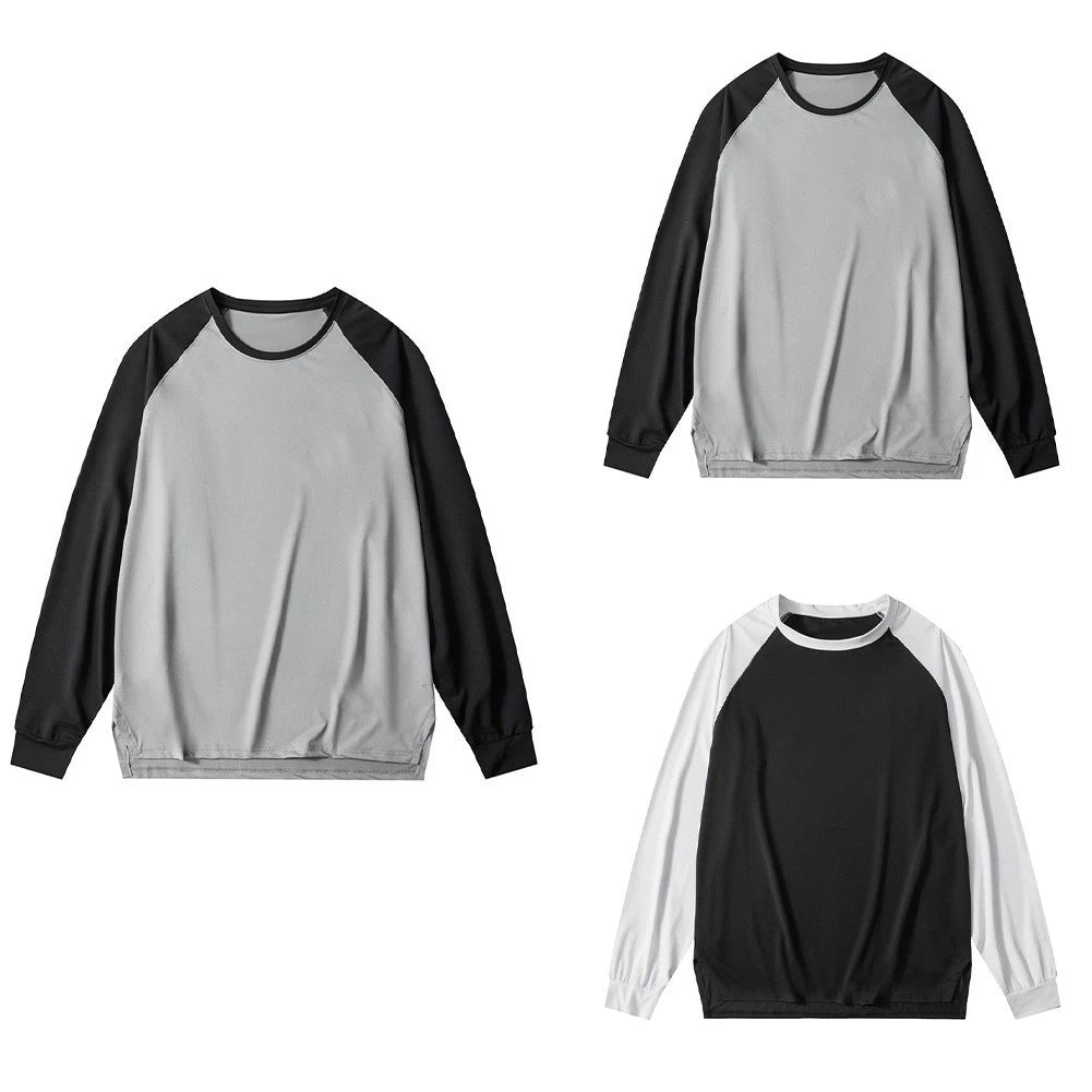 Men's Casual Color Block T Shirt Polyester Long Sleeve O Neck Pullover