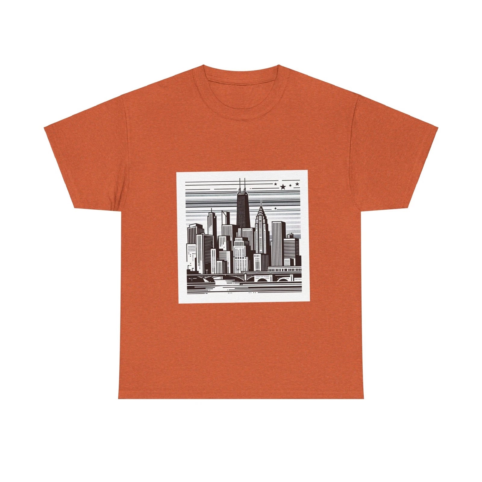 Urban Skyline Unisex Heavy Cotton Tee - Perfect Gift for City Lovers