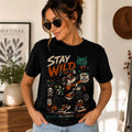 Retro Street Art Shirt Stay Wild Wolf Lover Urban Graphic Tee