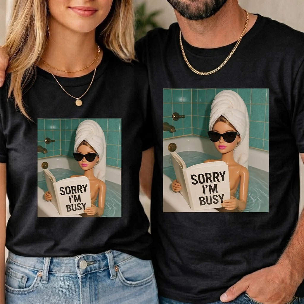 Funny Doll Face Meme Sorry I am Busy T Shirt Funny Unisex Kids Boys Girls Tee