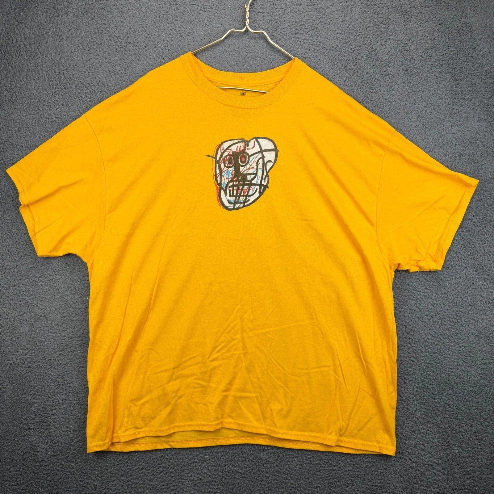 Jean-Michel Basquiat Graphic T-Shirt Mens 3X Yellow Cotton Art Skull Print