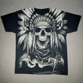 Y2k Skull Feathered Headdress Native American Nature T Shirt Men's Size Large