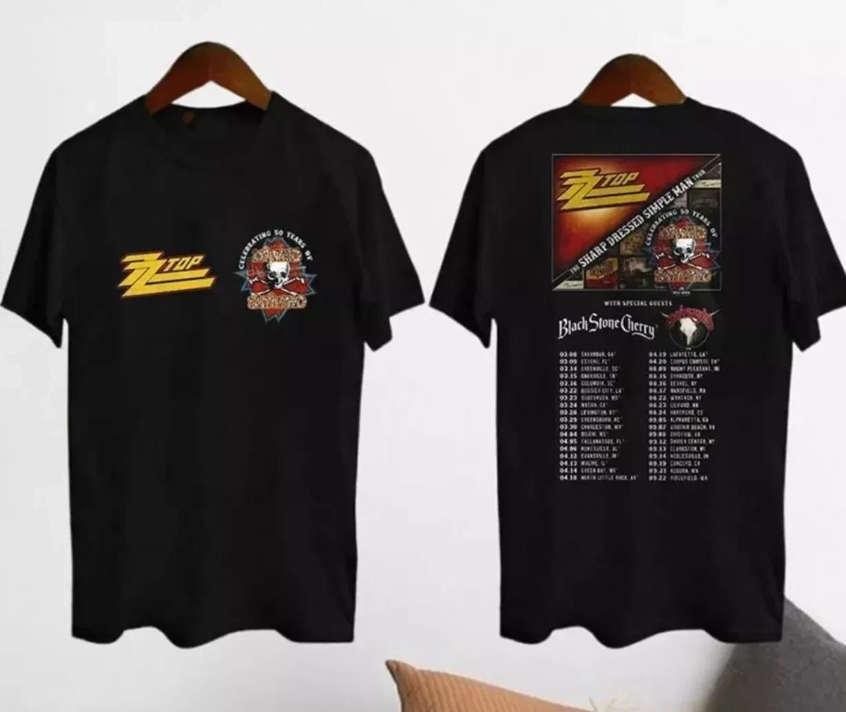 Lynyrd Skynyrd Zz Top Sharp Dressed Simple Man 2024 Tour Shirt