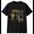 Kitten in Nature Cat Cute Mens T-Shirt Black 100% Cotton Novelty Kawaii
