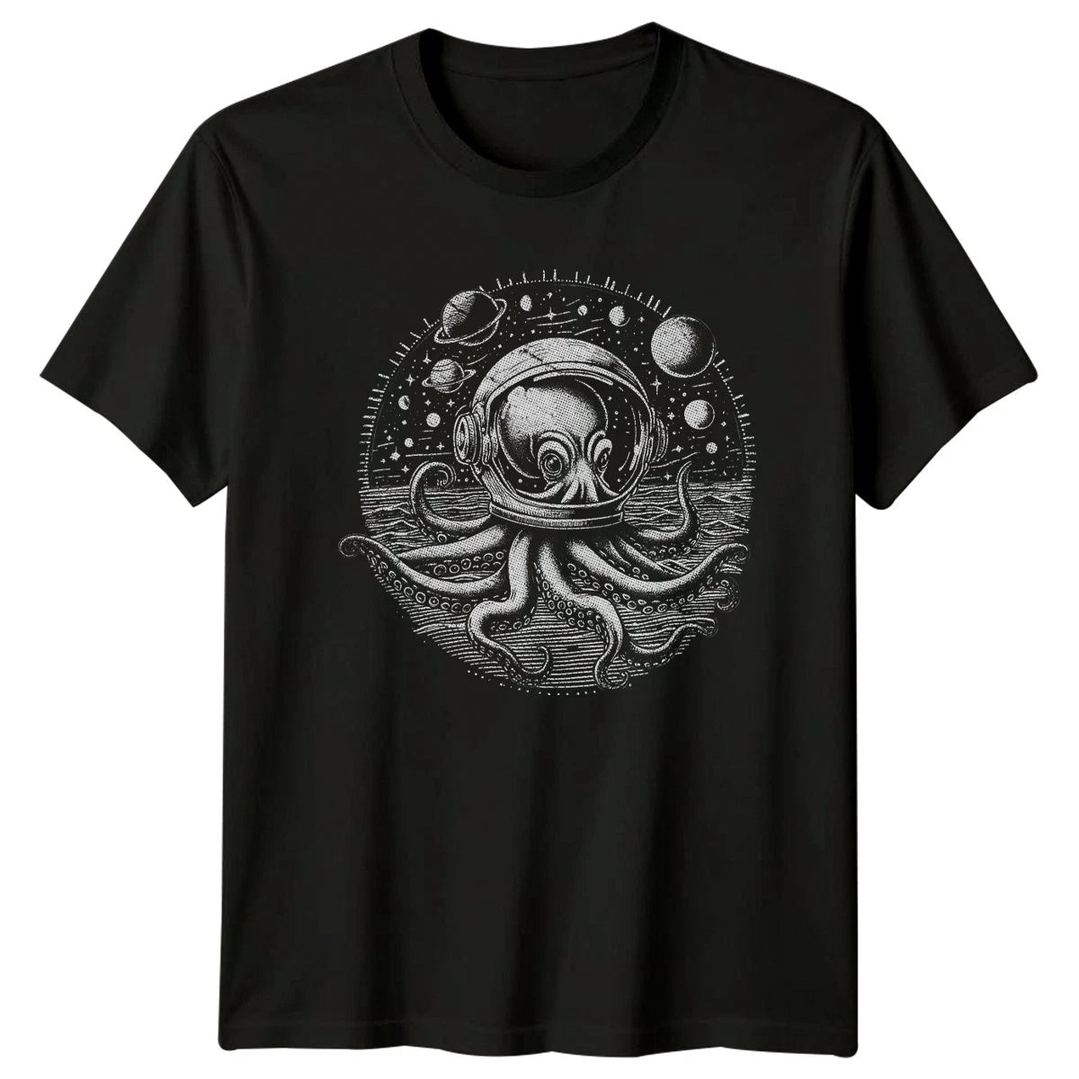 Octopus Wearing Astronaut Helmet T-Shirt Steampunk Surreal Sci-Fi