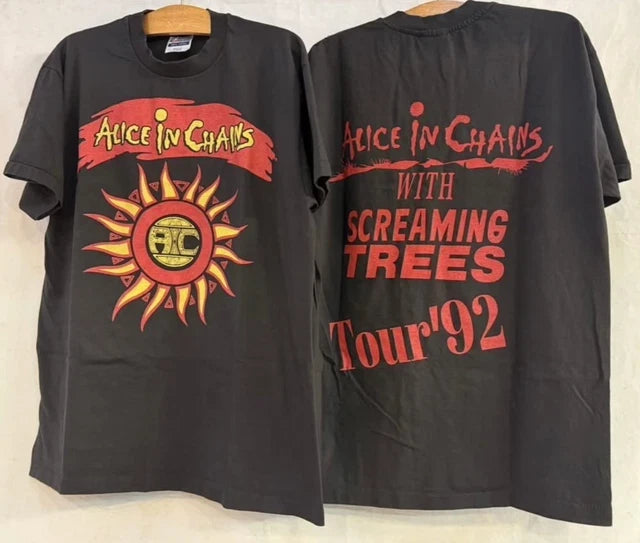 Vintage ALICE IN CHAINS SCREAMING TREES 1992 Tour Concert T-Shirt REPRINT