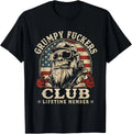Grumpy Fukers Club Lifetime Member Funny Sarcastic USA Flag T-Shirt unisex Tee