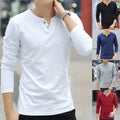 Men Long Sleeve Casual V Neck Slim Fit Basic T Shirt for Daily and Seasonal Use
