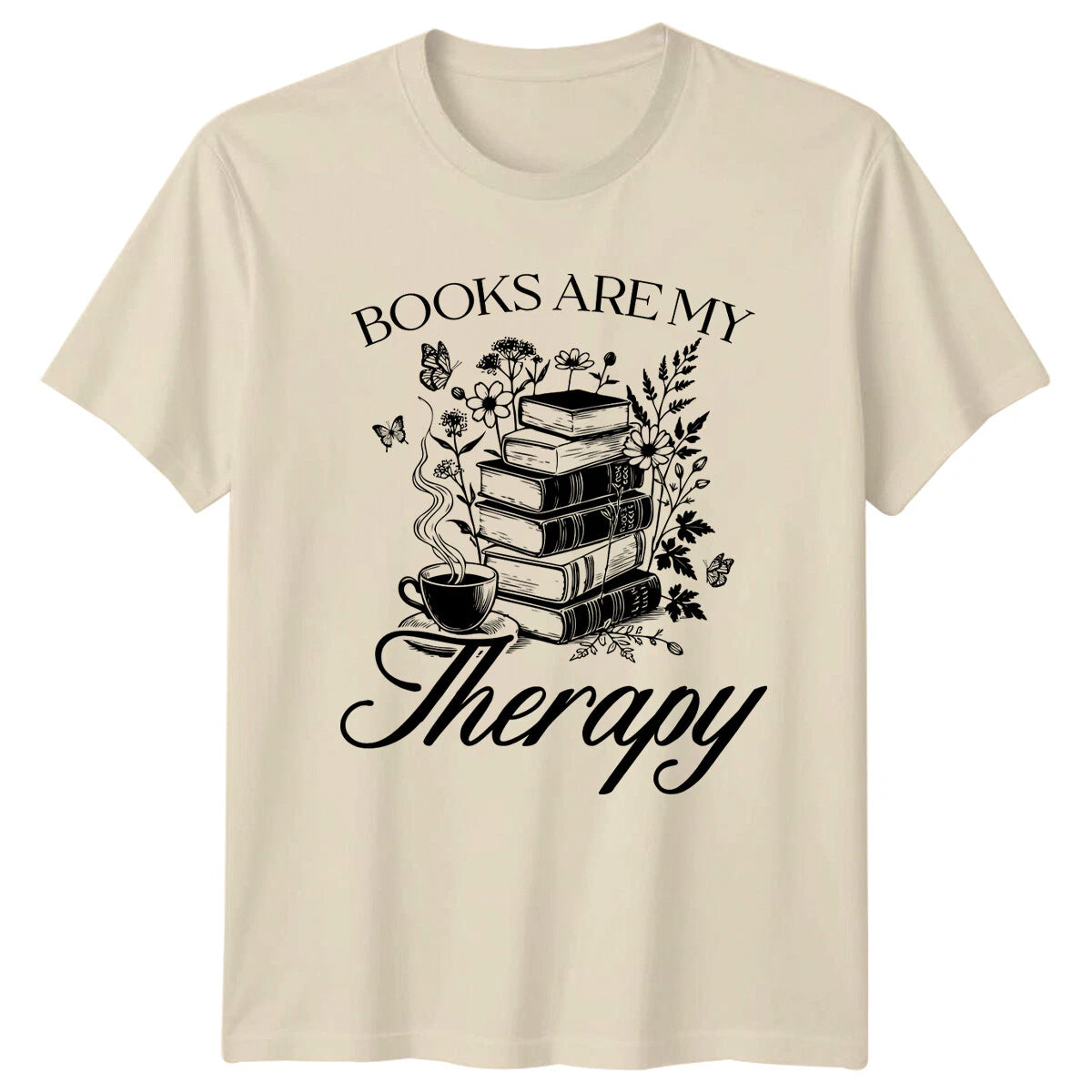 Books Are My Therapy Stacked Books Reading Hobby T-Shirt