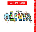 Personalised Cartoon Hero DTF Iron On Transfer Custom Name Kids T Shirt Gift Toy