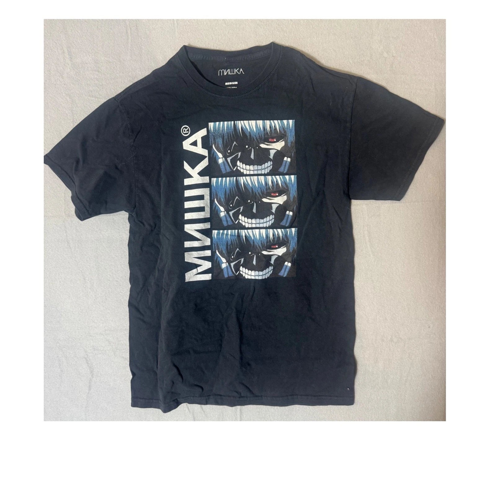 Mishka Tokyo Ghoul Ken Kaneki Mask Graphic T-Shirt Mens Medium Black