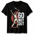 60th Birthday Unisex Cricket T Shirt 60 Not Out Bday Mens Womens Tee