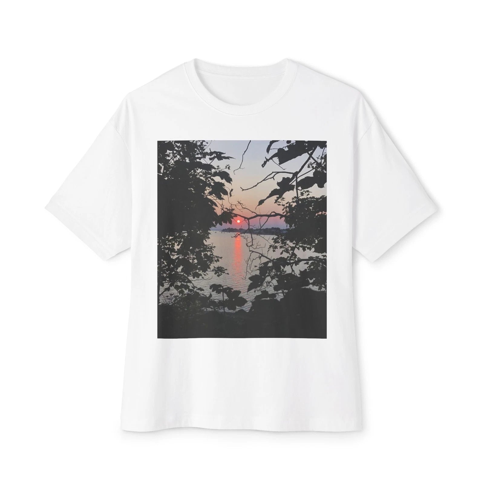 Scenic Sunset Oversized Tee - Relaxed Fit Boxy T-Shirt, Nature Lover Gift, NH