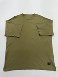 Pull&Bear Men's Size M Olive Logo T-Shirt Regular Fit Tagless Crew Neck