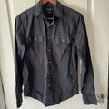 Attention Men Slim Fit  Black Small Long Sleeve Button Down Dress Shirt