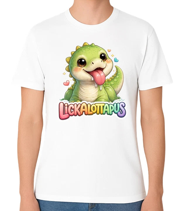 Lickalottapus Cute Dinosaur Cartoon Funny Design T-Shirt Unisex Tee