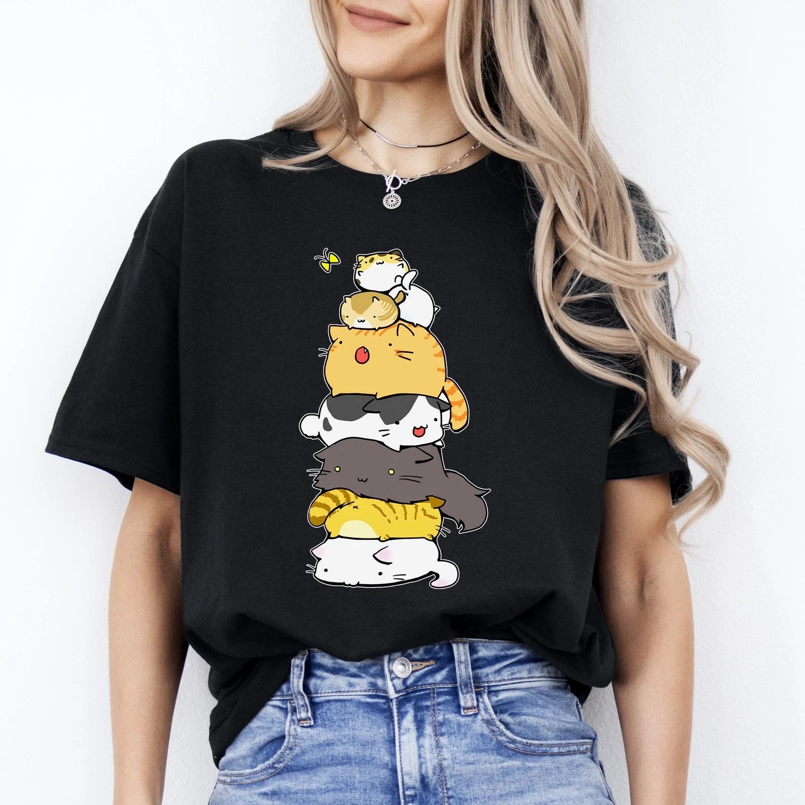 Cat Moewtain T-Shirt gift Cute Cat mountain Cat mom Unisex Tee Black Navy Dark H