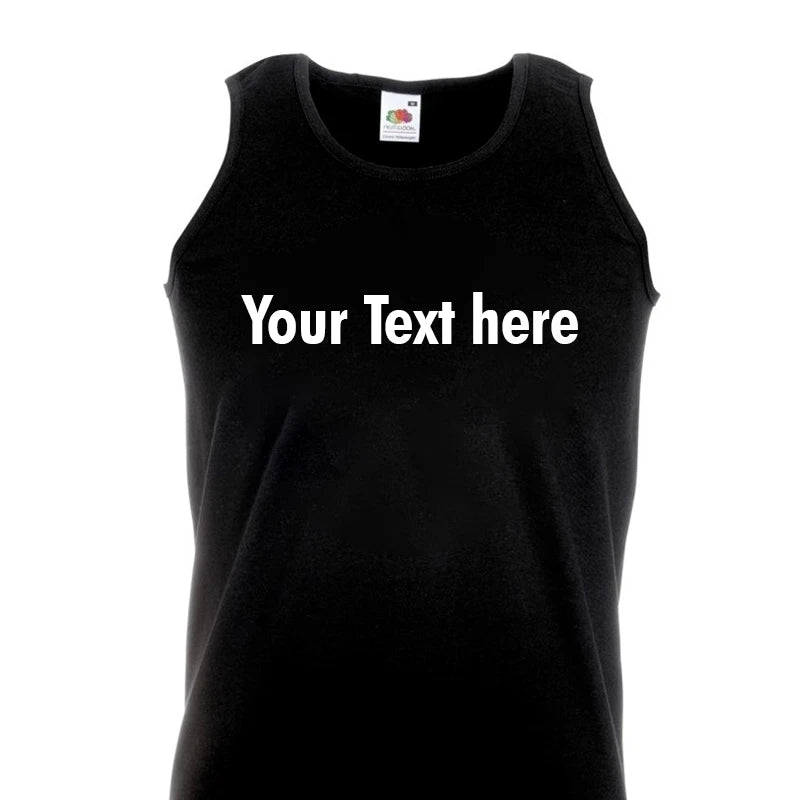 Custom Printed Vest • Mens Text T Shirt Tank Top Personalised • Text Only