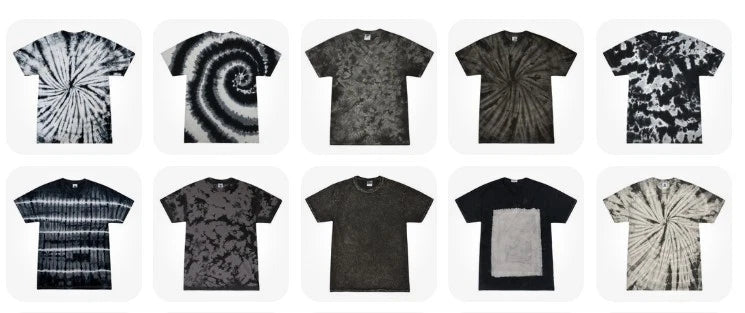 Colortone Black Tie Dye T-Shirt Multi Style Adult S-3XL 100% Cotton Blank Tee